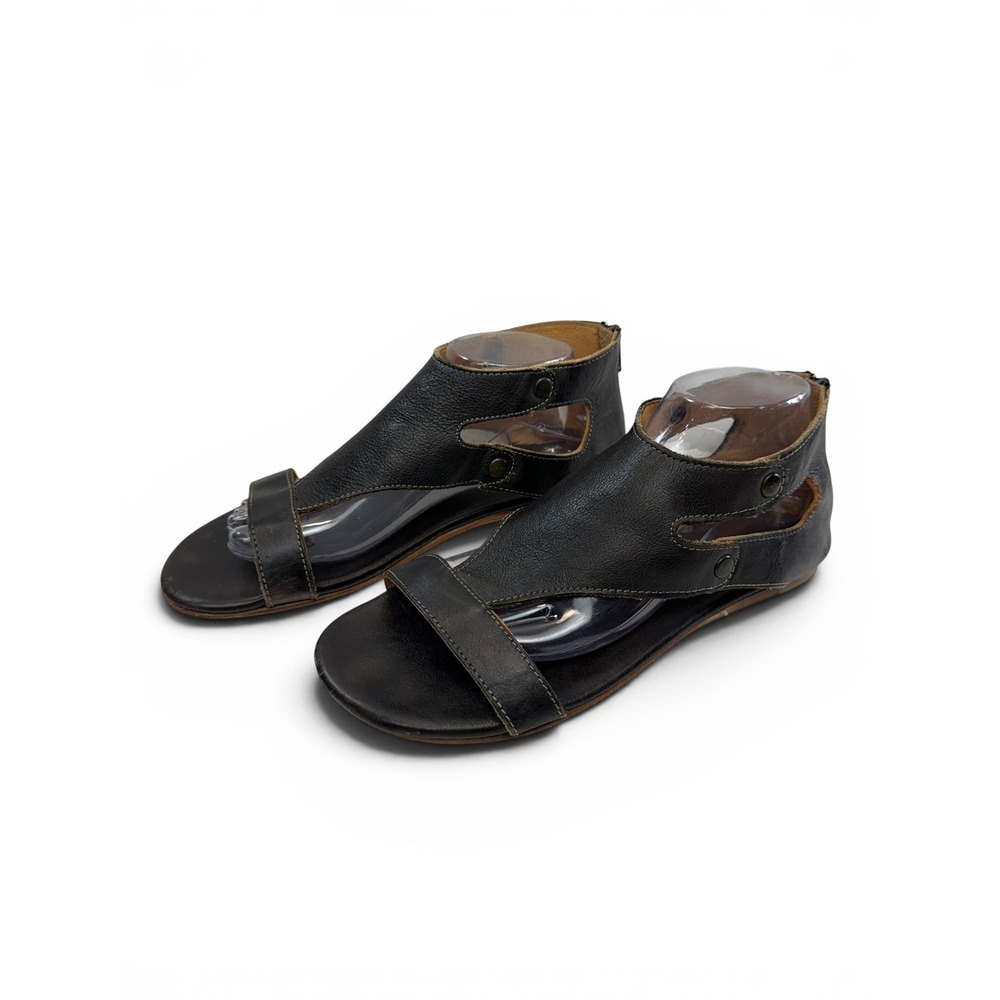 Bed Stu SOTO Sandals Women Size 11 Black Rustic Leather Cut Out Gladiator Flat